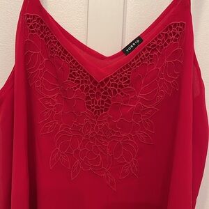 Torrid Lace V-neck Red Tank Top Women’s Plus 1 / 1XL Layering A-line